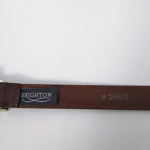 Vintage Brighton Brown Leather Embossed Belt - Picture 5 of 6